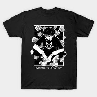 Goth Anime Boy Gothic Japanese Vaporware Aesthetic T-Shirt